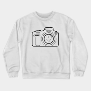 Camera Sketch in Black and White with a Heart Crewneck Sweatshirt